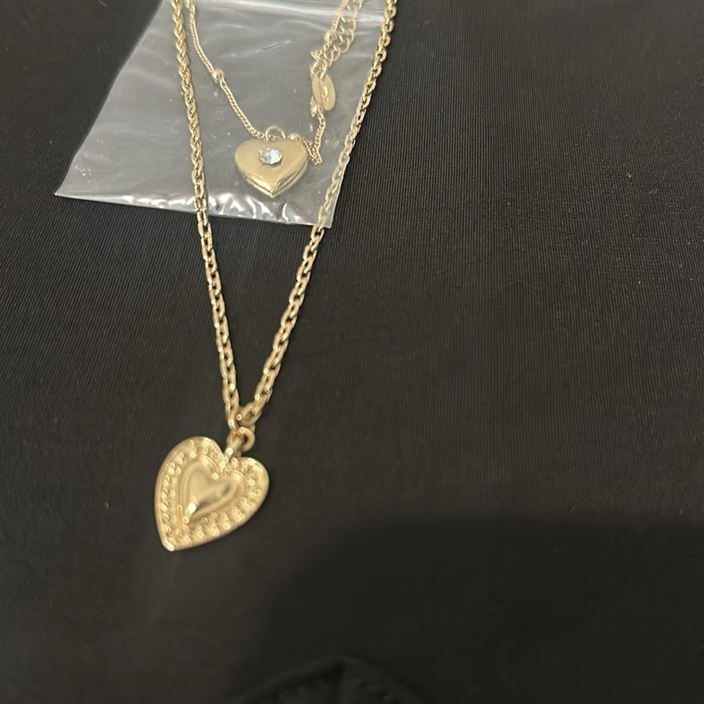 Ettika double heart charm necklace NWT
